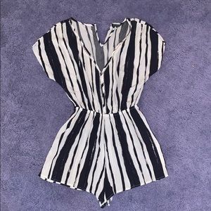 White and navy romper!